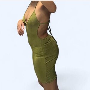 Olive Green Strappy Bodycon Dress